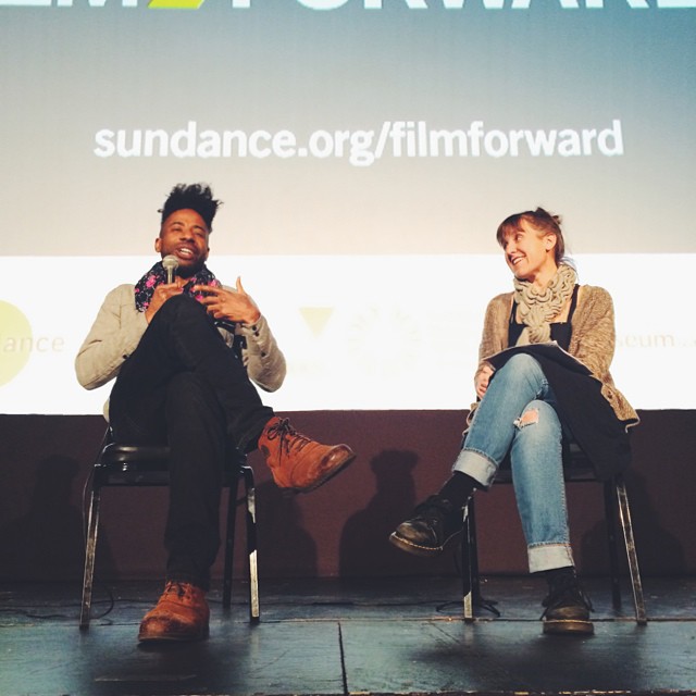 Filmmaker Kat Candler interviewing Malik Vitthal about his film, #ImperialDreams. #FilmForward @austinfilm @sundanceinstitute