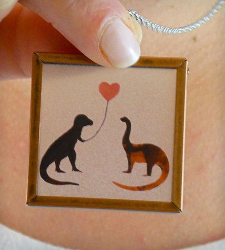 Dinosaur love necklace