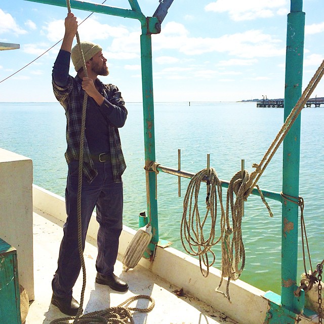 Today my boyfriend is pretending to catch shrimp on a shrimp boat. He knows how to keep the magic alive. #indiefilm