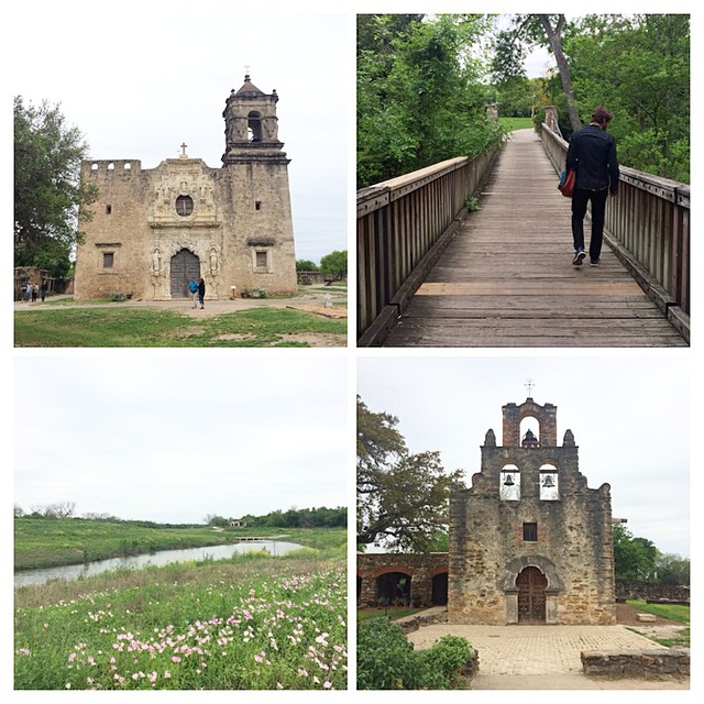 San Antonio's Missions Hike & Bike Trail along the San Antonio River is probably one of the best trails I've ever been on. It is a beautifully paved & groomed path that is suitable for all ages and abilities. This 16-mile roundtrip trail takes you to four of San Antonio's missions, and you can continue on to the Alamo if you'd like. You walk next to countless wildflowers, old ruins and happy people on the trail, and the missions are just incredible! If you've never done the trail, do it! It's truly a Texas gem.